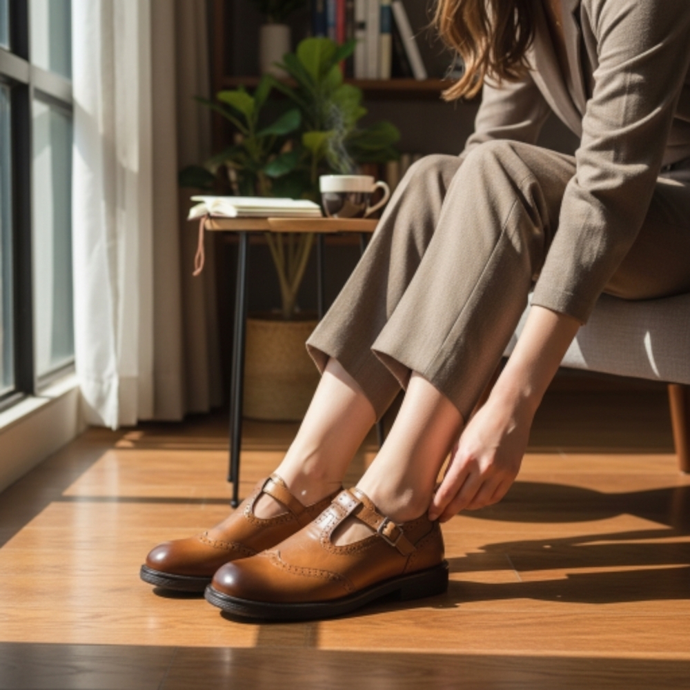 Shoes - Umbre Brown Leather Wingtip Oxfords
